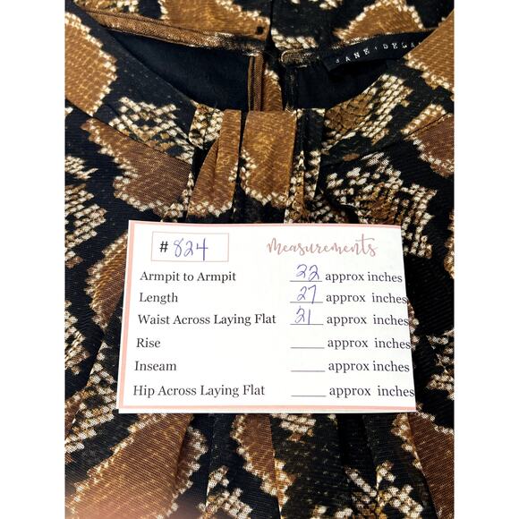 Jane + Delancey Snakeskin Python Brown Black Long Sleeve Sheer Blouse Size XL - Picture 9 of 9
